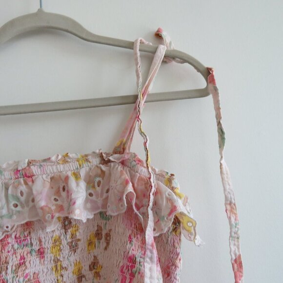 POLO RALPH LAUREN Floral Ruffled Peplum Tank Top Eyelet Pastel Cottage Preppy - Picture 8 of 13